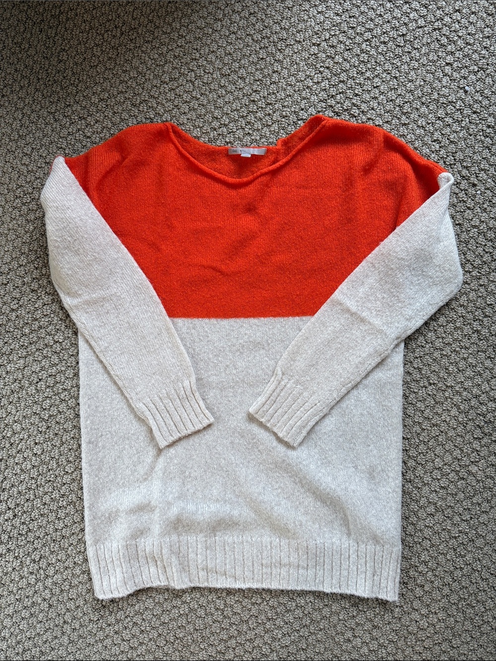 GAP Orange and Cream Colorblock Crewneck Sweater